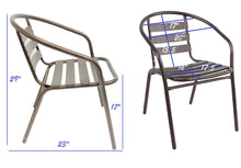 BTExpert Indoor Outdoor Set of 3 Bronze Restaurant Metal Aluminum Slat Stack Chairs Lightweight