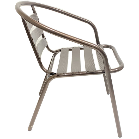 BTExpert Indoor Outdoor Bronze Restaurant Metal Aluminum Slat Stack Chairs Lightweight - Set of 4