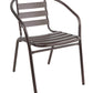 BTExpert Indoor Outdoor Set of 10 Bronze Restaurant Metal Aluminum Slat Stack Chairs Lightweight