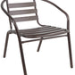 BTExpert Indoor Outdoor Set of 10 Bronze Restaurant Metal Aluminum Slat Stack Chairs Lightweight