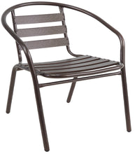 BTExpert Indoor Outdoor Set of 3 Bronze Restaurant Metal Aluminum Slat Stack Chairs Lightweight