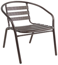 BTExpert Indoor Outdoor Set of 2 Bronze Restaurant Metal Aluminum Slat Stack Chairs Lightweight