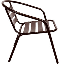 BTExpert Indoor Outdoor Set of 4 Bronze Restaurant Metal Aluminum Slat Stack Chairs Lightweight