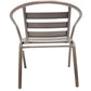 BTExpert Indoor Outdoor Set of 3 Bronze Restaurant Metal Aluminum Slat Stack Chairs Lightweight