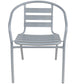 BTExpert Indoor Outdoor Set of 5 Silver Gray Restaurant Metal Aluminum Slat Stack Chairs Lightweight