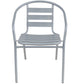 BTExpert Indoor Outdoor Set of 5 Silver Gray Restaurant Metal Aluminum Slat Stack Chairs Lightweight