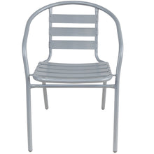 BTExpert Indoor Outdoor Set of 5 Silver Gray Restaurant Metal Aluminum Slat Stack Chairs Lightweight