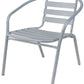BTExpert Indoor Outdoor Set of 2 Silver Gray Restaurant Metal Aluminum Slat Stack Chairs Lightweight