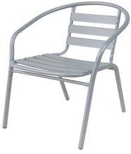 BTExpert Indoor Outdoor Set of 2 Silver Gray Restaurant Metal Aluminum Slat Stack Chairs Lightweight