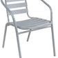 BTExpert Indoor Outdoor Set of 2 Silver Gray Restaurant Metal Aluminum Slat Stack Chairs Lightweight