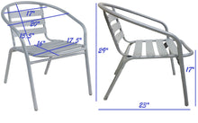 BTExpert Indoor Outdoor Set of 10 Silver Gray Restaurant Metal Aluminum Slat Stack Chairs Lightweight