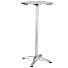 BTExpert Aluminum Indoor Outdoor 23.75" Round Restaurant Bar height 45" Table flip top, Patio Stainless Steel Silver Furniture 25.75" base Set of 5