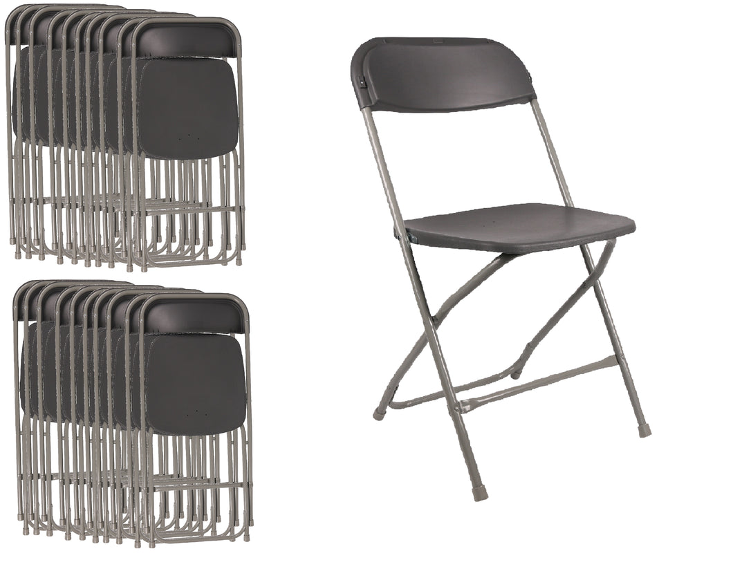 BTExpert Gray Plastic Folding Chair Steel Frame Commercial High Capacity Event Chair lightweight Set for Office Wedding Party Picnic Kitchen Dining Church School Set of 20
