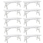 BTEXPERT Set of 10, Fold-in-Half Folding Utility Table 6 Feet 72" x 29.5" Lightweight Portable Carrying Handle Indoor Outdoor Picnic Camping Office Home Party Wedding Event White
