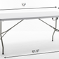 BTEXPERT Set of 10, Fold-in-Half Folding Utility Table 6 Feet 72" x 29.5" Lightweight Portable Carrying Handle Indoor Outdoor Picnic Camping Office Home Party Wedding Event White