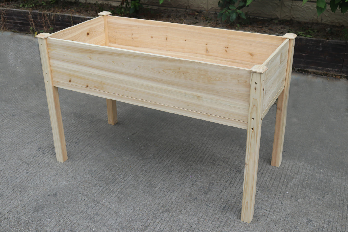 BTExpert 4ft Raised Garden Bed with Legs, 48x24x30in Natural Wood Planter Box with Liner for Vegetables, Flowers, Patio/Balcony