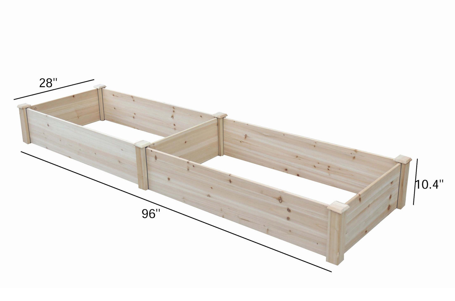 BTExpert 8ft x 2ft Raised Garden Bed Divisible Wooden Planter Box for Vegetables, Flowers, Patio, Balcony, Backyard, with Liner - Clear Natural