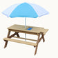 BTExpert Kids 3-in-1 Sand Water Activity Table Outdoor Convertible Bench 2 Play Boxes Toy Set 37 x 35