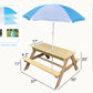 BTExpert Kids 3-in-1 Sand Water Activity Table Outdoor Convertible Bench 2 Play Boxes Toy Set 37 x 35