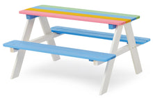 BTExpert Kids Picnic Table Bench for Outdoor, Wooden Table Chair Set Kids Activity Sensory Table - Multicolor