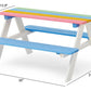 BTExpert Kids Picnic Table Bench for Outdoor, Wooden Table Chair Set Kids Activity Sensory Table - Multicolor