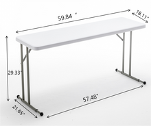 BTExpert 5-Foot - 60" long White Plastic Folding Seminar Training Table Portable 18" Wide narrow, 29" High, events indoor outdoor lightweight Set of 10