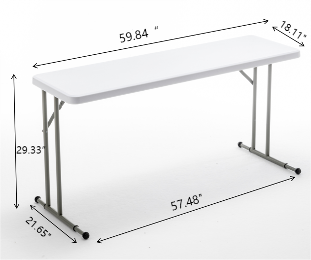 BTExpert 5-Foot - 60" long White Plastic Folding Table Portable 18" Wide narrow, 29" High, events indoor outdoor lightweight