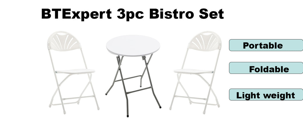 BTExpert 3 Piece Folding Card Table Portable and Chair Set, 24
