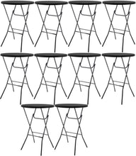 BTEXPERT Black 32" Round 43" Bar Height Granite Folding Commercial Portable Banquet Card Plastic Coffee Dining Table for Wedding Party Coffee Event Home Kitchen Indoor Outdoor Set of 10