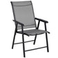 BTExpert Heavy-Duty Folding Patio Chair Indoor/Outdoor Dining, Sling Back, Metal Frame w/Armrests for Lawn, Pool, Garden - Set of 4