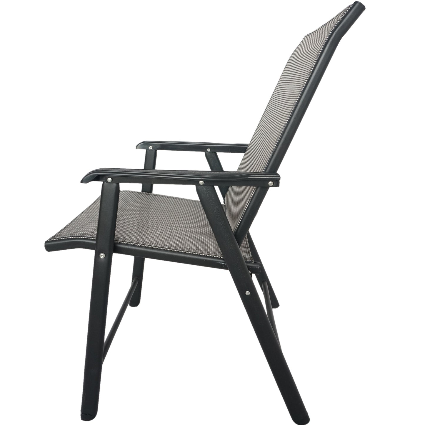 BTExpert Heavy-Duty Folding Patio Chair Indoor/Outdoor Dining, Sling Back, Metal Frame w/Armrests for Lawn, Pool, Garden - Set of 4