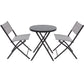 BTExpert set Portable Folding Table & two Chair  Heavy Duty Gray Dining Home Garden 3-Piece