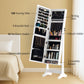 BTEXPERT Mirror Jewelry Cabinet Standing, Large Storage Jewelry Armoire, Full-Length  Mirror with Jewelry Storage, 12 LED Lockable Standing Jewelry Organizer White