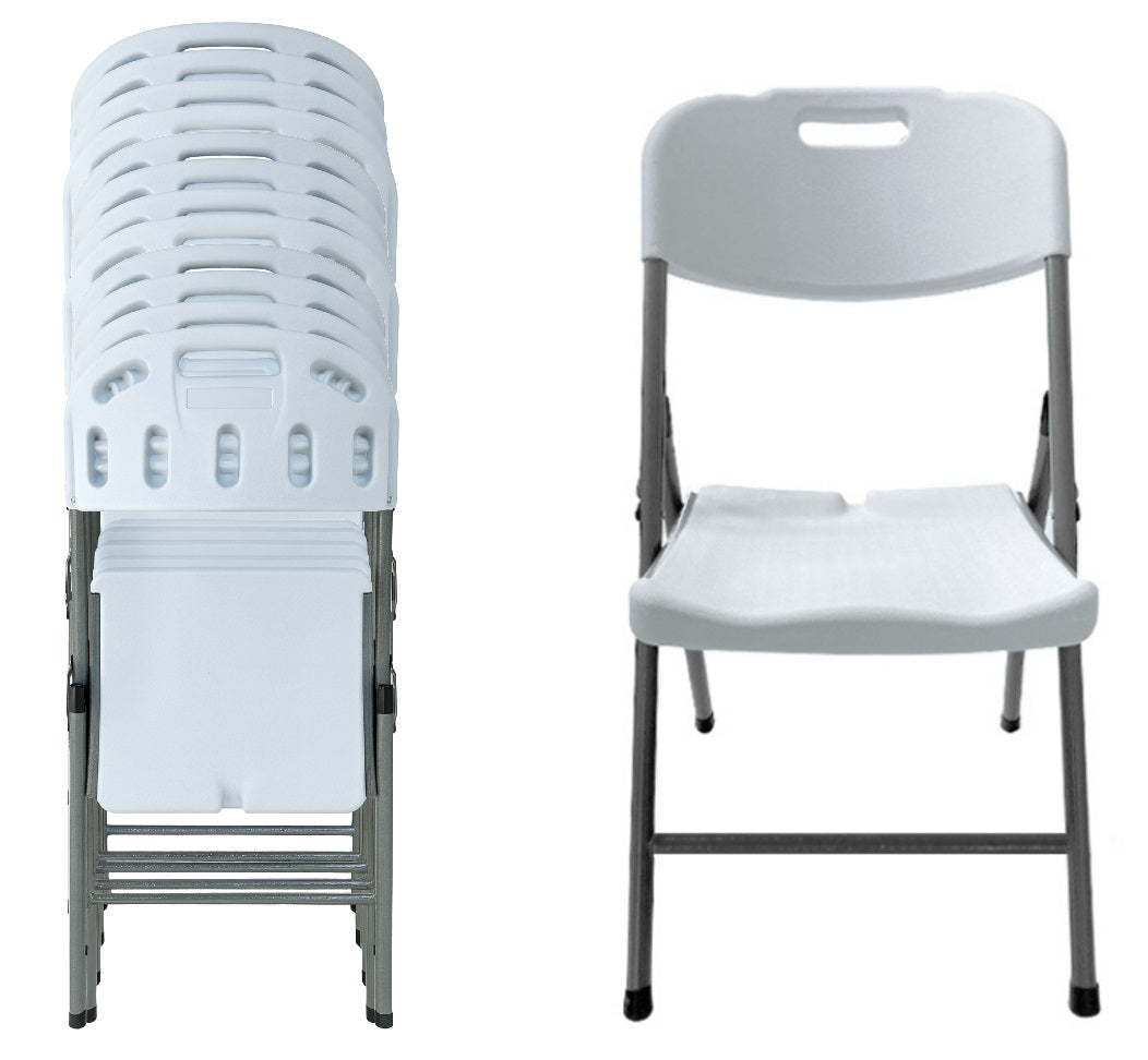 BTEXPERT White Folding Chair Steel Frame Commercial Foldable Chair HDPE Event Chair Indoor Outdoor Wedding Party Picnic Kitchen Dining Church School