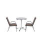 BTExpert Indoor Outdoor 23.75" Round Table Stainless Steel Silver Aluminum + 2 Brown Flexible Sling Stack Chairs