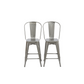 24" Clear Metal Antique Rustic Counter height Bar Stool Chair High Back - Set of 2