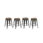 BTExpert 24" Metal Vintage Rustic Distressed BarStool Handmade Wood top - Set of 4