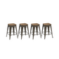 BTExpert 24" Metal Vintage Antique Gunmetal Counter Bar Stool Handmade Wood top - Set of 4