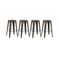 BTExpert 30" Solid Steel Stacking Industrial Rustic Metal BarStool Wood Top - Set of 4