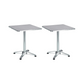 BTExpert Indoor Outdoor 23.75" Square Patio Restaurant Table Stainless Steel Silver Aluminum with Base - Set of 2