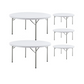 BTExpert 5-Foot 60inch White Round Plastic Folding Table Full Top Commercial Portable - Set of 5