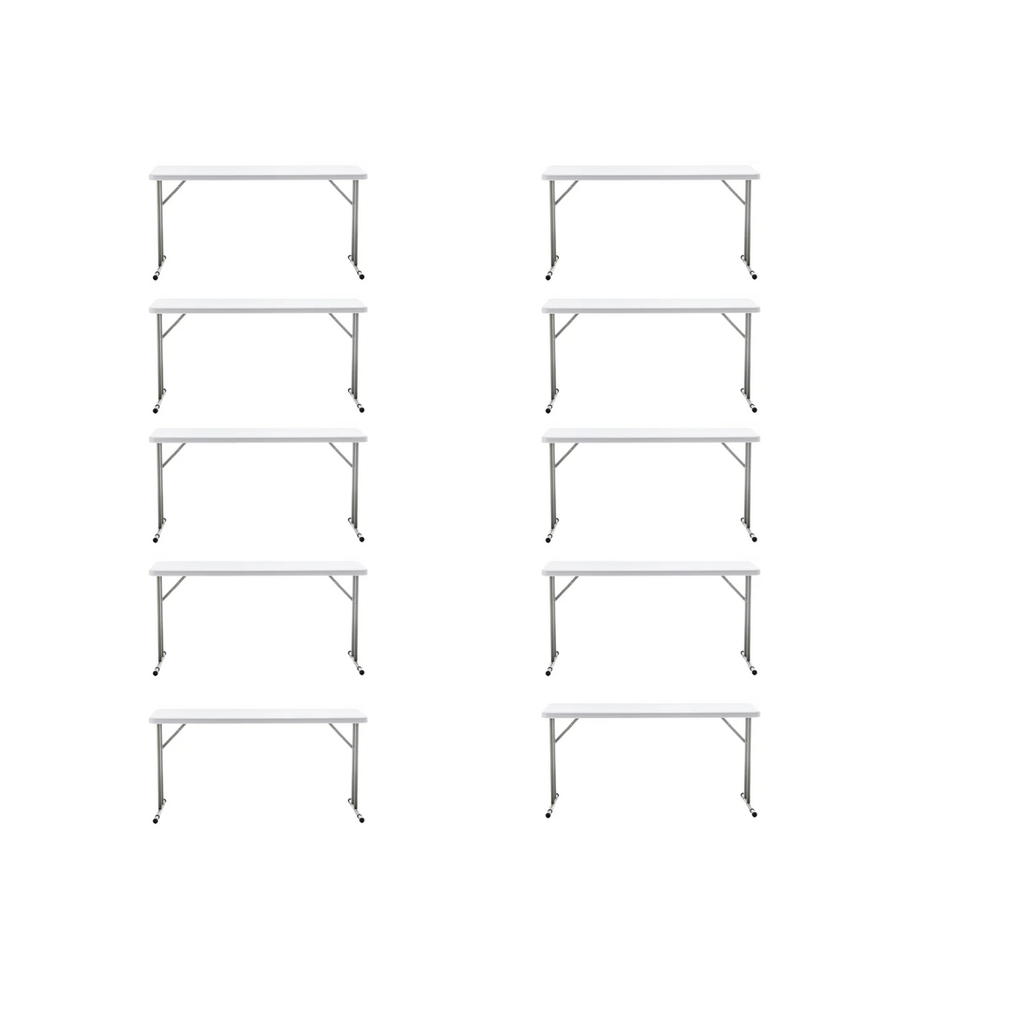 BTExpert 5-Foot - 60" long White Plastic Folding Table Portable 18" Wide, 29" High, events indoor outdoor lightweight - Set of 10