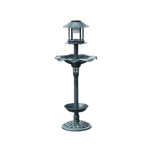 BTExpert Birdbath Vintage Green Solar Lighted Garden Fountain Planter Decoration Accents