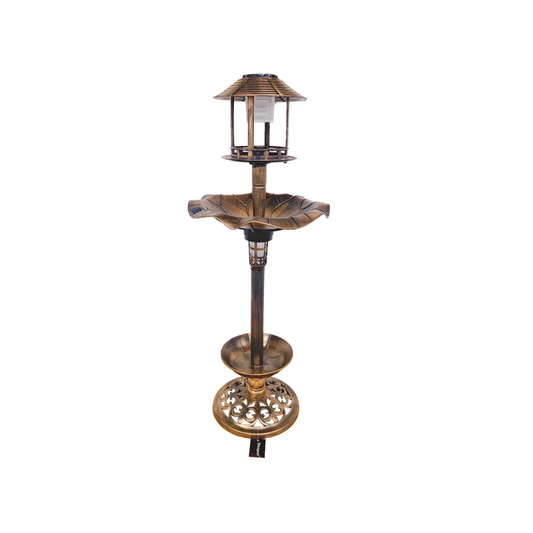 BTExpert Birdbath Vintage Gold Solar Lighted Pedestal Garden Fountain Decoration Accents