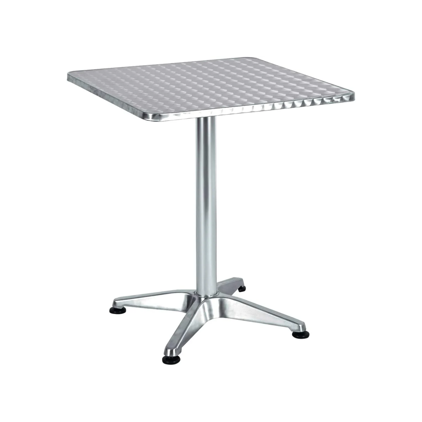 BTExpert Indoor Outdoor 27.5" Square Restaurant Table for Patio Stainless Steel Silver Aluminum Furniture with base