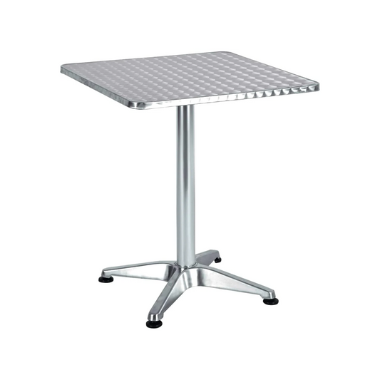 BTExpert Indoor Outdoor 27.5" Square Restaurant Table for Patio Stainless Steel Silver Aluminum Furniture with base