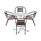 BTExpert Indoor Outdoor 23.75" Round Restaurant Table Stainless Steel Silver Aluminum + 4 Bronze Metal Slat Stack Chairs