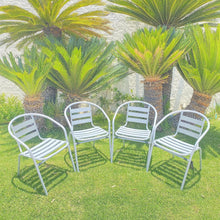 BTExpert Indoor Outdoor 27.5" Square Restaurant Table Stainless Steel Silver Aluminum + 4 Silver Gray Metal Aluminum Slat Stack Chairs Commercial