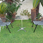 BTExpert 27.5" Square Restaurant Table Stainless Steel with 2 Gray Rattan Stack Chairs, Indoor Outdoor Commercial Lightweight