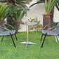 BTExpert 27.5" Round Restaurant Table Stainless Steel with 2 Gray Rattan Stack Chairs, Indoor Outdoor Commercial Lightweight